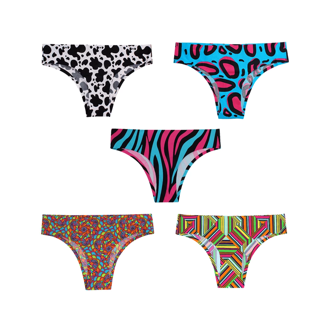 Promo ✔️ OddBalls Animal Bundle - Ladies Seamless Briefs 5 Pack Bundle ✨ 3 OddBalls Animal Bundle - Ladies Seamless Briefs 5 Pack Bundle