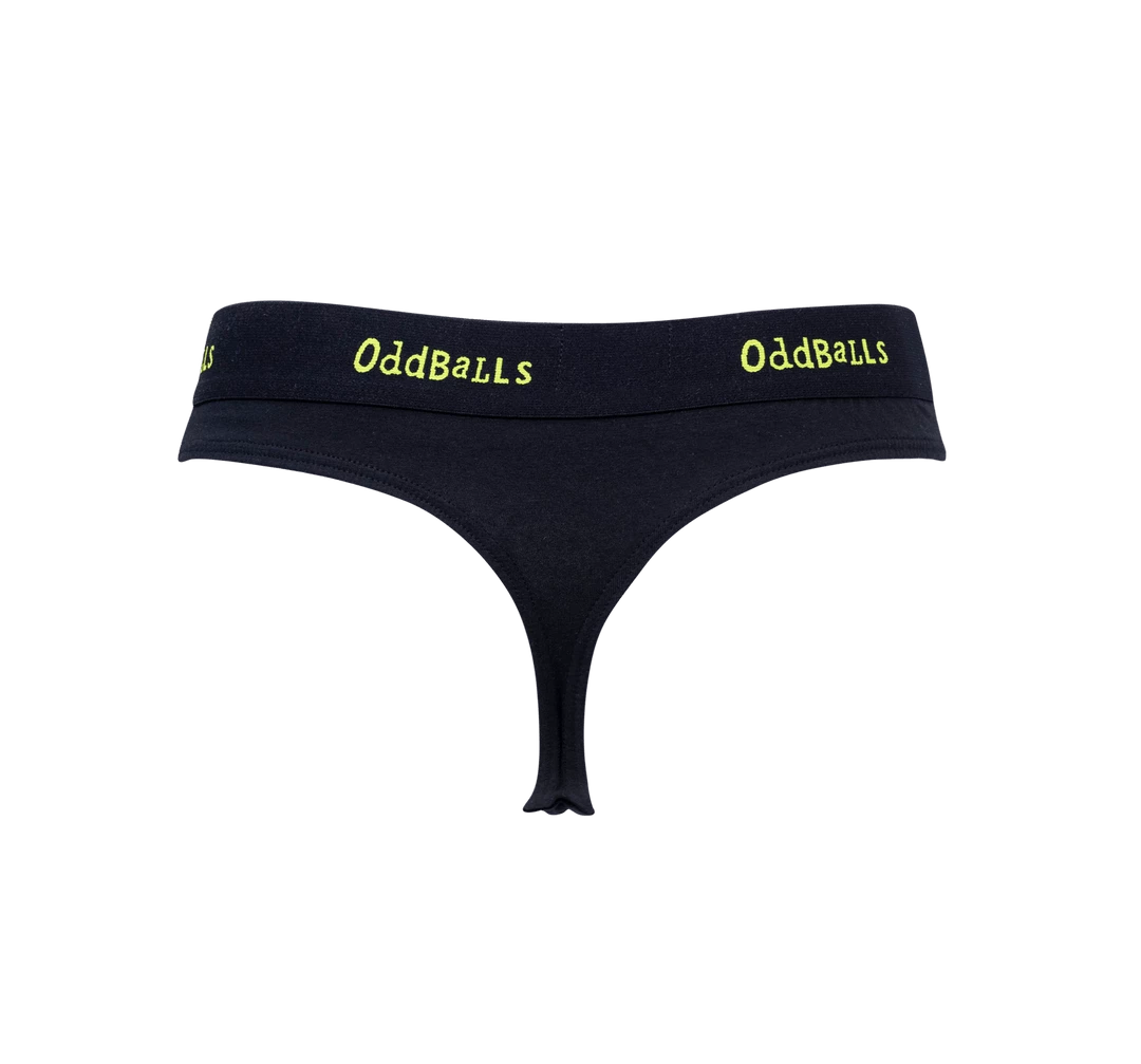 Promo 🤩 OddBalls Black & Lime - Ladies Thong 😉 3 OddBalls Black & Lime - Ladies Thong