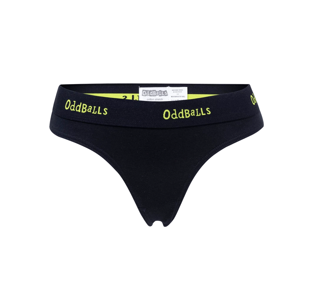 Promo 🤩 OddBalls Black & Lime - Ladies Thong 😉 4 OddBalls Black & Lime - Ladies Thong