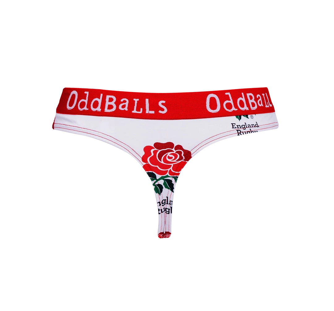Cheap 🔥 OddBalls 🩴 Thongs England Rugby White - Ladies Thong ❤️ 3 OddBalls Thongs England Rugby White - Ladies Thong