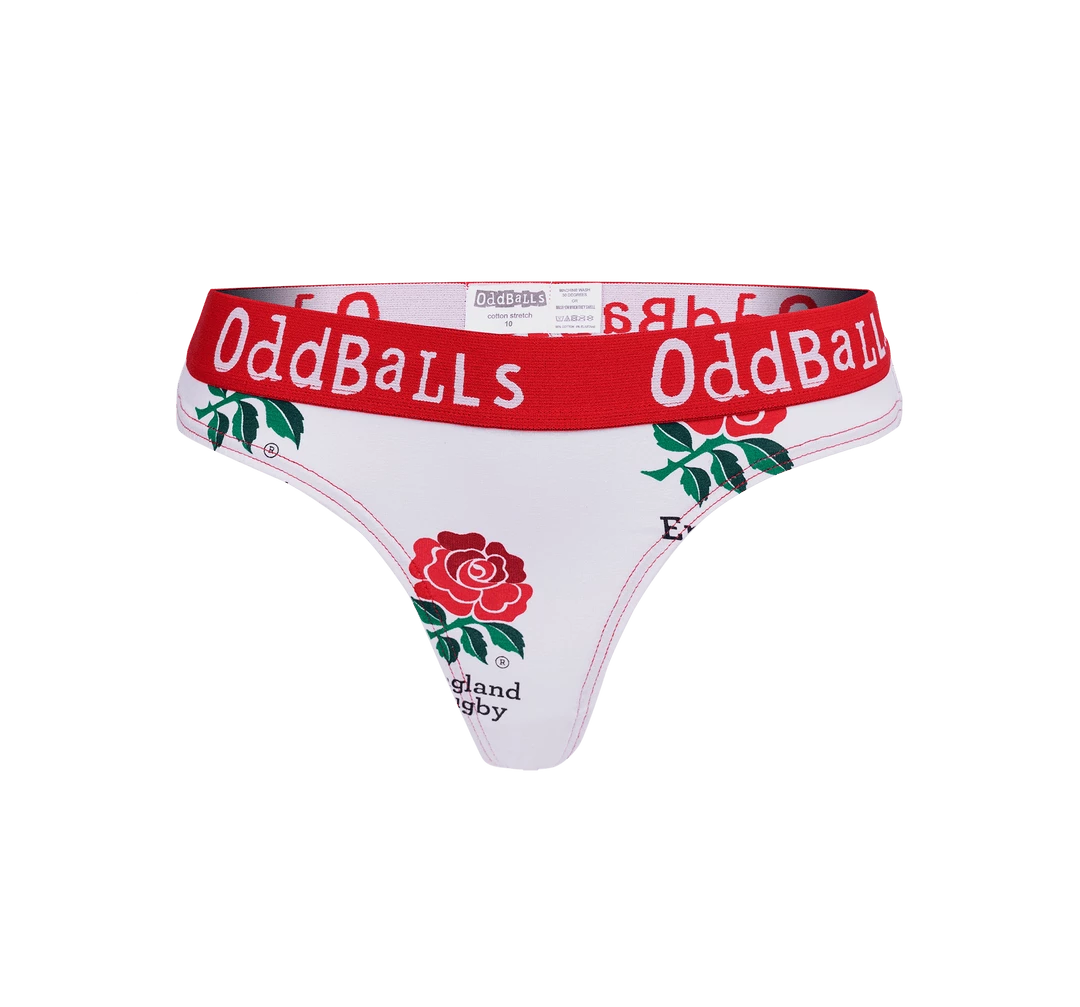 Cheap 🔥 OddBalls 🩴 Thongs England Rugby White - Ladies Thong ❤️ 4 OddBalls Thongs England Rugby White - Ladies Thong