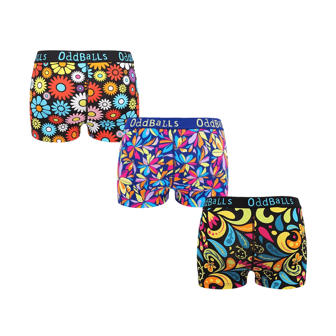 Flash Sale ๐งจ OddBalls Flowery Bundle - Ladies Boxers 3 Pack Bundle ๐ 4 OddBalls Flowery Bundle - Ladies Boxers 3 Pack Bundle