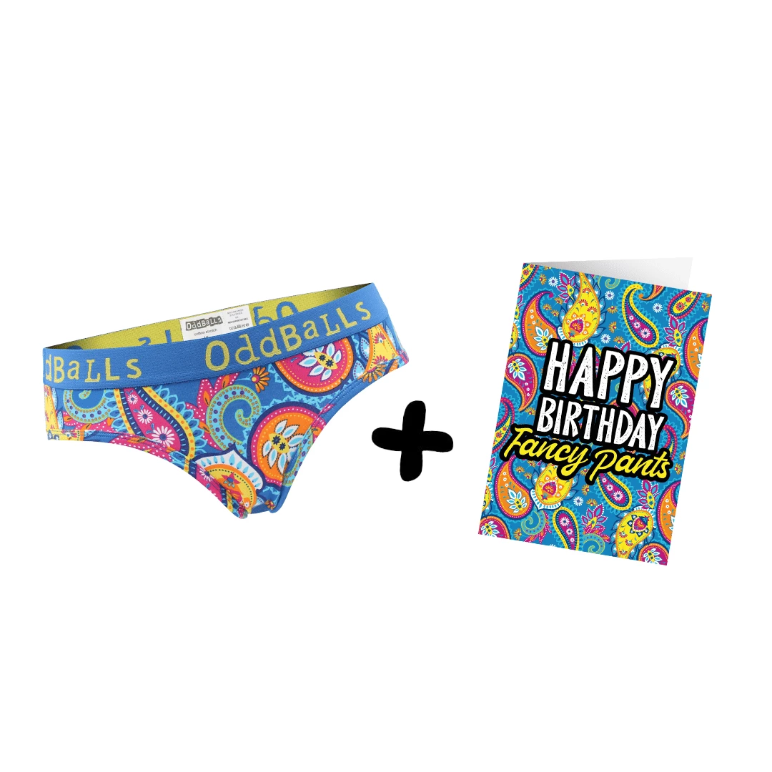 Best Pirce โญ OddBalls Underwear & ๐ Birthday Cards Paisley - Ladies Briefs + Card Bundle ๐ 3 OddBalls Underwear & Birthday Cards Paisley - Ladies Briefs + Card Bundle
