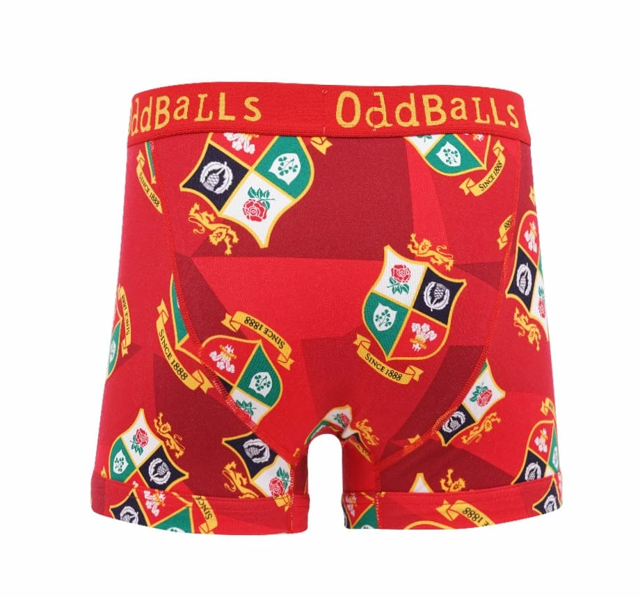 Deals 😍 OddBalls British & Irish Lions - Red - Teen Boys Boxer Shorts ✨ 4 OddBalls British & Irish Lions - Red - Teen Boys Boxer Shorts