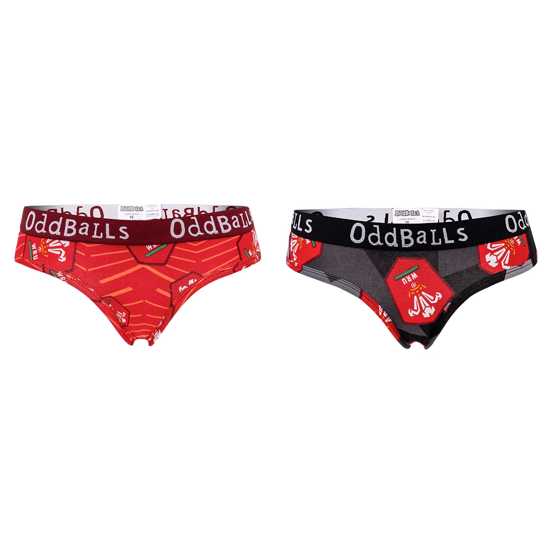 Top 10 🔥 OddBalls Welsh Rugby Union - Home & Away - Ladies Briefs Bundle 😀 3 OddBalls Welsh Rugby Union - Home & Away - Ladies Briefs Bundle