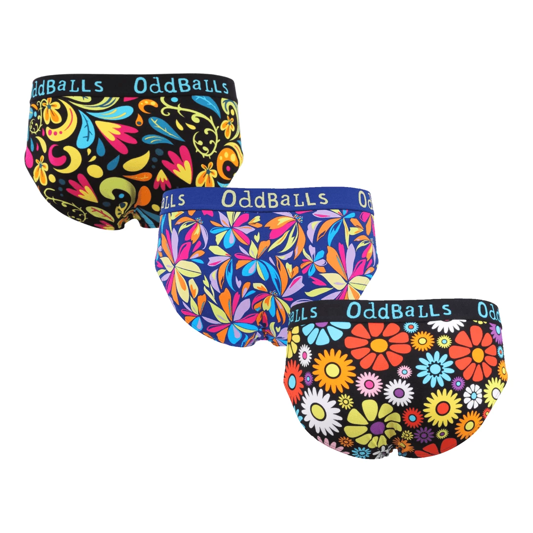 Hot Sale 🔥 OddBalls Flowery Bundle - Mens Briefs 3 Pack Bundle 😀 4 OddBalls Flowery Bundle - Mens Briefs 3 Pack Bundle