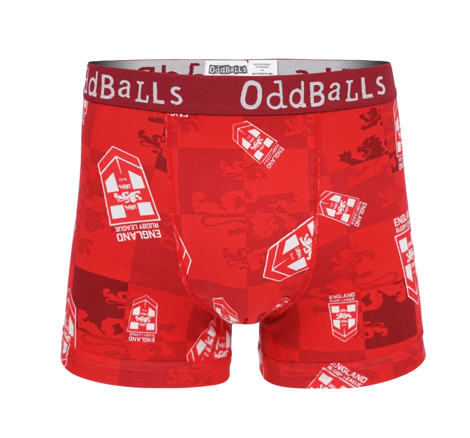 Best Pirce 👍 OddBalls England Rugby League Red - Mens Boxer Shorts 🥰 3 OddBalls England Rugby League Red - Mens Boxer Shorts