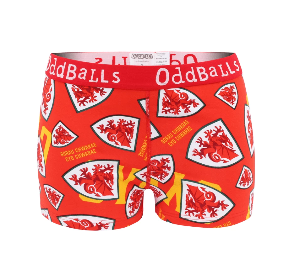 Promo ❤️ OddBalls FA Wales Red - Ladies Boxers 👏 3 OddBalls FA Wales Red - Ladies Boxers
