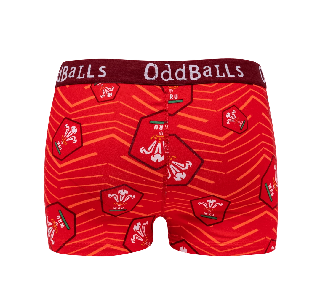 Wholesale 🎁 OddBalls Welsh Rugby Union - Home - Ladies Boxers 💯 4 OddBalls Welsh Rugby Union - Home - Ladies Boxers