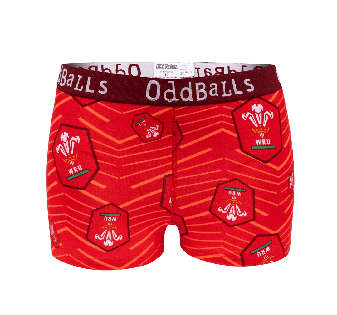 Wholesale 🎁 OddBalls Welsh Rugby Union - Home - Ladies Boxers 💯 3 OddBalls Welsh Rugby Union - Home - Ladies Boxers