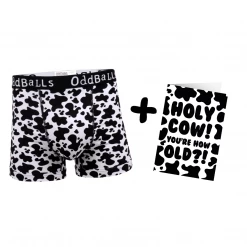 OddBalls Fat Cow - Mens Boxer Shorts + Card Bundle