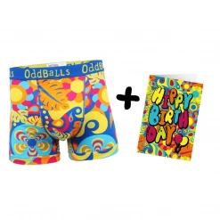 OddBalls Hippy Jungle - Mens Boxer Shorts + Card Bundle Underwear & Birthday Cards