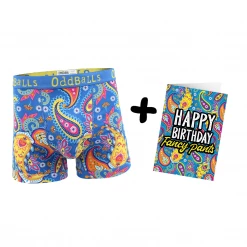 OddBalls Underwear & Birthday Cards Paisley - Mens Boxer Shorts + Card Bundle